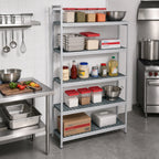Thumbnail image #2 for Fermod Fermostock 5R42A83-E 5-Tier Polymer Shelving Add-On Unit, Perforated, 42W x 14D x 83H, Aluminum Upright