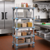 Thumbnail image #2 for Quantum Millenia Mobile Polymer Shelving Starter Unit with 5 Open Grid Shelves, 48W x 21D x 62H, Gray