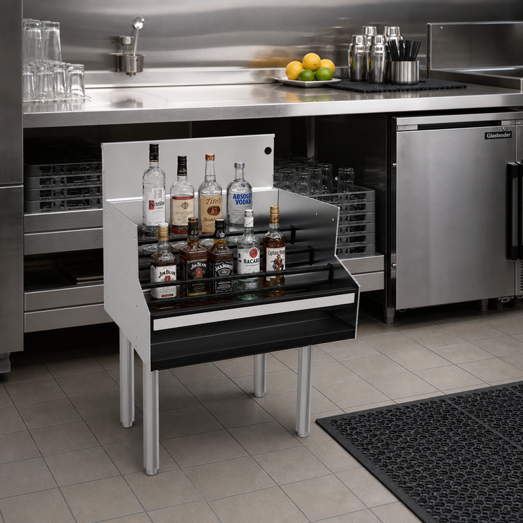 Product image #2 for Glastender Free Standing Underbar Liquor Steps, 24-Inch Wide Stainless Steel, 4-Step
