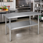 Thumbnail image #2 for Klinger's Trading 16GA-AST3084 84-Inch x 30-Inch Stainless Steel Work Table with Undershelf, 16-Gauge 430 Top, Open Base