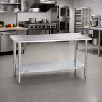 Thumbnail image #2 for Duke Manufacturing 416-3660 Stainless Steel Work Table, 60 x 30 x 36 in, 16-Gauge 400-Series Top, Open Galvanized Undershelf, No Backsplash