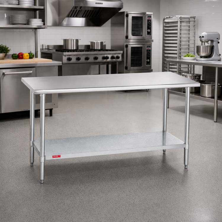 Product image #2 for Stainless Steel Work Table with Galvanized Undershelf and Posts, 60 x 30 x 36 Inches