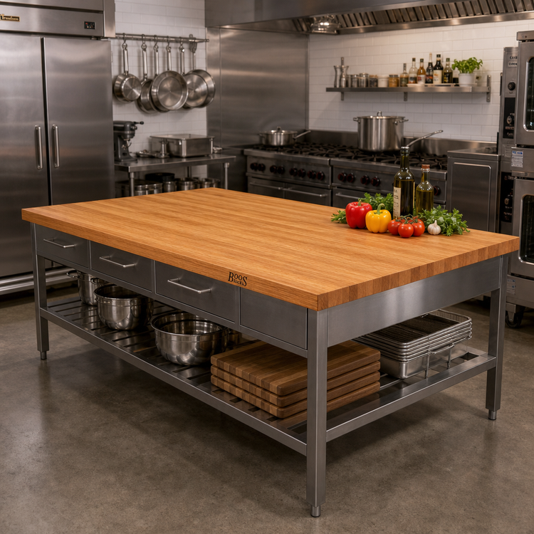 Product image #2 for John Boos Appalachian Red Oak Edge Grain Island Countertop, 96 x 38 x 1-1/2 Inch, Penetrating Oil Finish