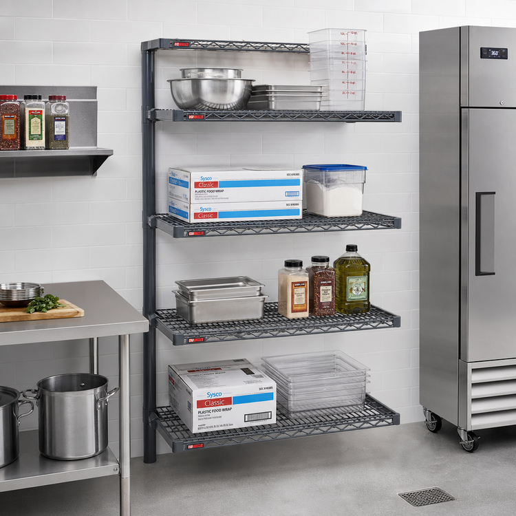Product image #2 for Eagle Valu-Master 4-Tier Add-On Wire Shelving Unit, 30"W x 24"D x 74"H, Pewter Gray Epoxy