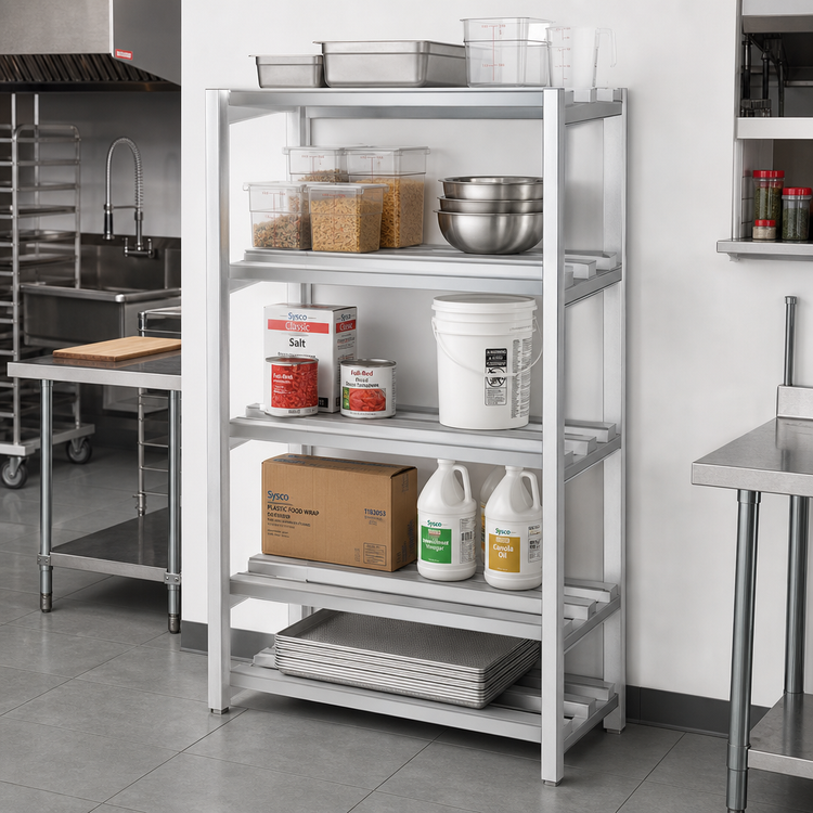 Product image #2 for Lifetime Tough 4-Shelf Channel Style Aluminum Dunnage Shelving Rack, 48"W x 20"D x 64"H