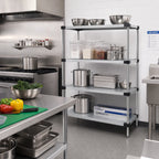 Thumbnail image #2 for Quantum WRS4-54-1854SS 4-Shelf Solid Stainless Steel Stationary Shelving Starter Kit, 54 x 18 x 54 Inches