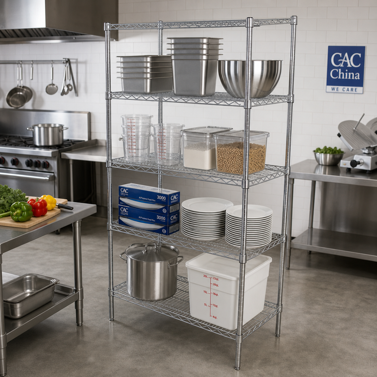 Product image #2 for CAC China Heavy Duty Chrome Wire Shelving Set, 48 x 24 x 72 Inches