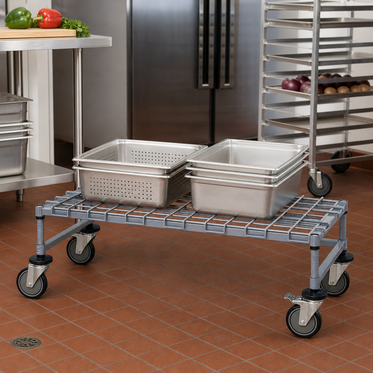 Product image #2 for Quantum Mobile Wire Dunnage Platform Rack, 60 x 18 x 12 Inches, Gray Epoxy