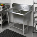 Thumbnail image #2 for John Boos Pro-Bowl 1PB3024-1D30L 1-Compartment Floor Model Stainless Steel Sink with Left Drainboard, 30" x 24" x 12" Bowl, 10" Backsplash