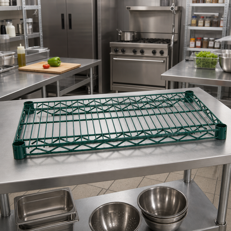 Product image #3 for Advance Tabco Special Value Series Heavy Duty Green Epoxy-Coated Wire Shelf, 60" W x 21" D