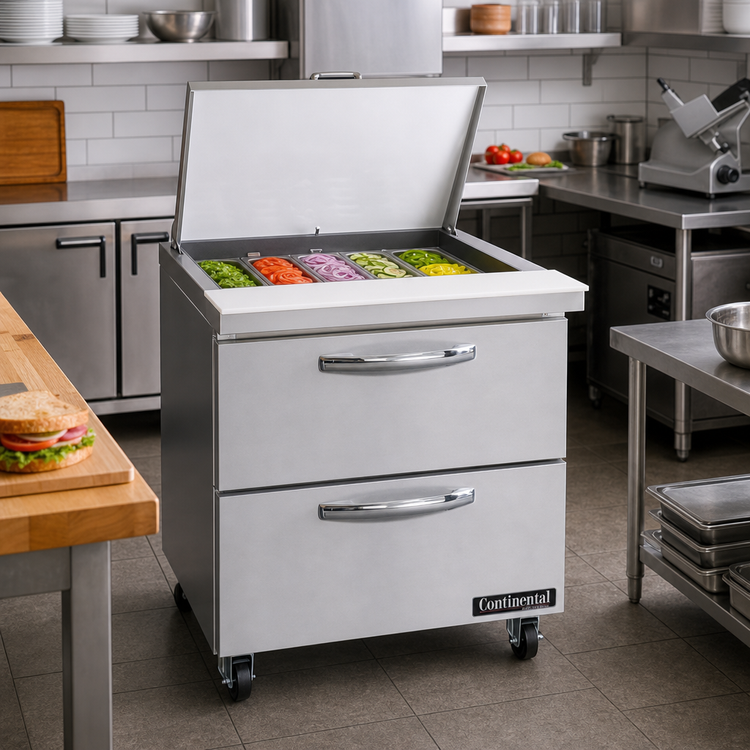 Product image #2 for Mighty Top SW32N12M-D 32" One-Section Refrigerated Sandwich Prep Table with Drawers