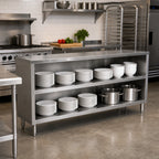 Thumbnail image #2 for John Boos 4DCO6-1860 Open-Front Stainless Steel Dish Cabinet with Mid-Shelf, 60W x 18D x 35H