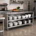 Thumbnail image #2 for John Boos 60 Inch x 18 Inch Open Front Stainless Steel Dish Cabinet with Mid-Shelf