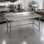 Thumbnail image #2 for Eagle Group Spec-Master T24108STE-BS Stainless Steel Work Table with Backsplash, 108 x 24 Inch, 14 Gauge 300 Series Top