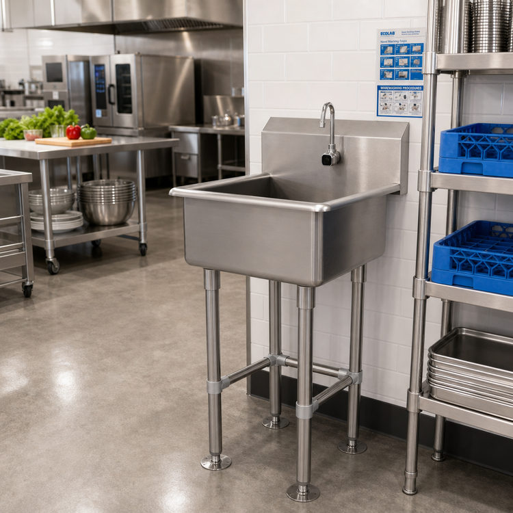 Product image #2 for Advance Tabco 27-Inch Freestanding Stainless Steel Service Sink with 24 x 18 x 12-Inch Bowl and Electronic Faucet