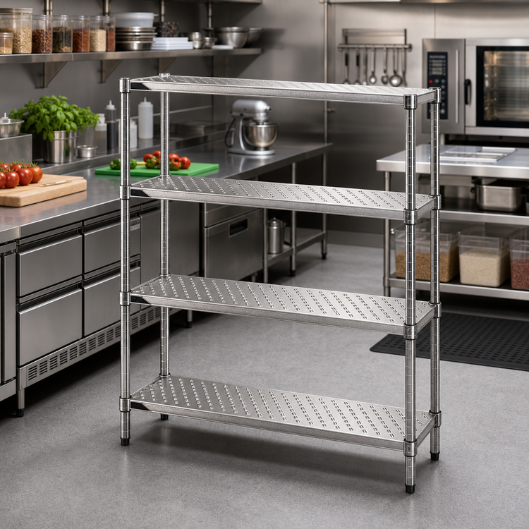 Product image #2 for Metro Super Erecta 48" x 18" Louvered Embossed Stainless Steel Shelf with Ship's Edge