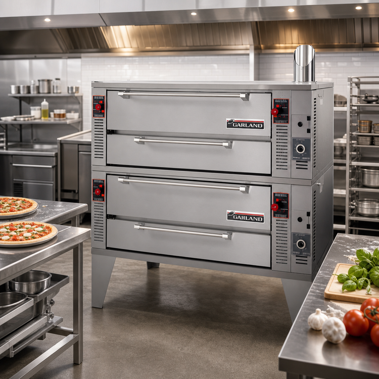 Product image #2 for Garland GPD60-2 Double Deck Gas Pizza/Baking Oven with 60-Inch x 36-Inch Pyrorock Decks
