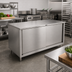 Thumbnail image #2 for John Boos 84-Inch Wide x 30-Inch Deep Stainless Steel Enclosed Work Table with Sliding Doors