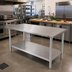 Thumbnail image #2 for John Boos Stallion 120-Inch x 36-Inch 14-Gauge Stainless Steel Work Table with Stallion Safety Edge and Adjustable Undershelf