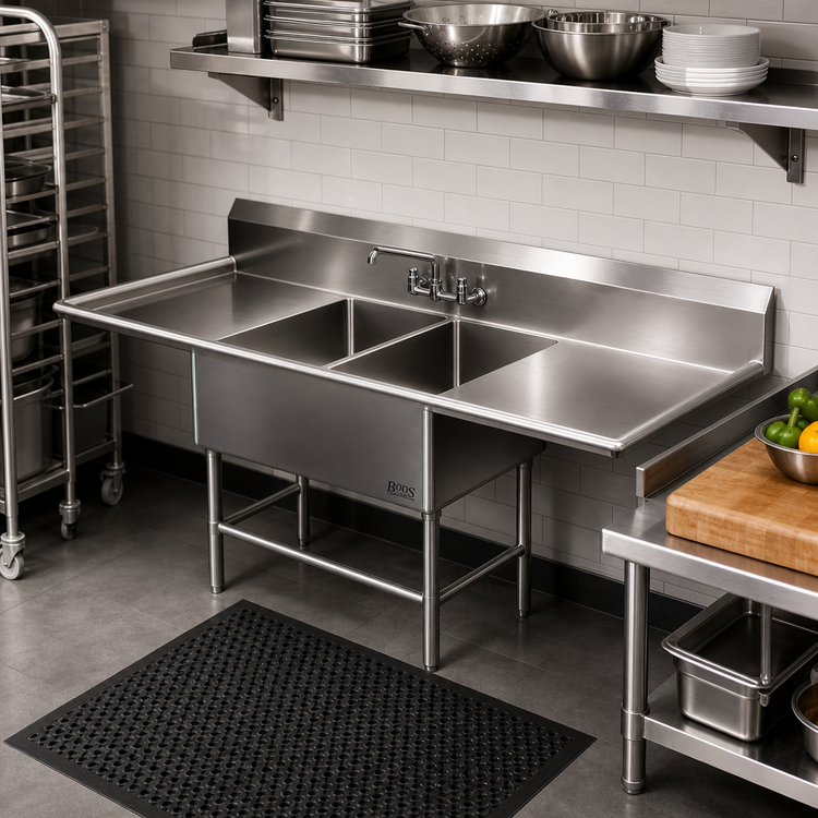 Product image #2 for John Boos Pro-Bowl 2-Compartment Stainless Steel Sink with Dual 24-Inch Drainboards, 91-1/4-Inch W