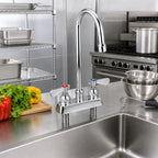 Thumbnail image #2 for BK Resources OptiFlow BKF-4DM-5G-G Heavy-Duty Deck-Mount Manual Faucet, 4-Inch Centers, 5-Inch Gooseneck Spout, Lead-Free Chrome