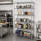Thumbnail image #2 for Quantum WR86-1848C-5 5-Shelf Wire Shelving Starter Kit, 48W x 18D x 86H, Chrome Plated, Stationary