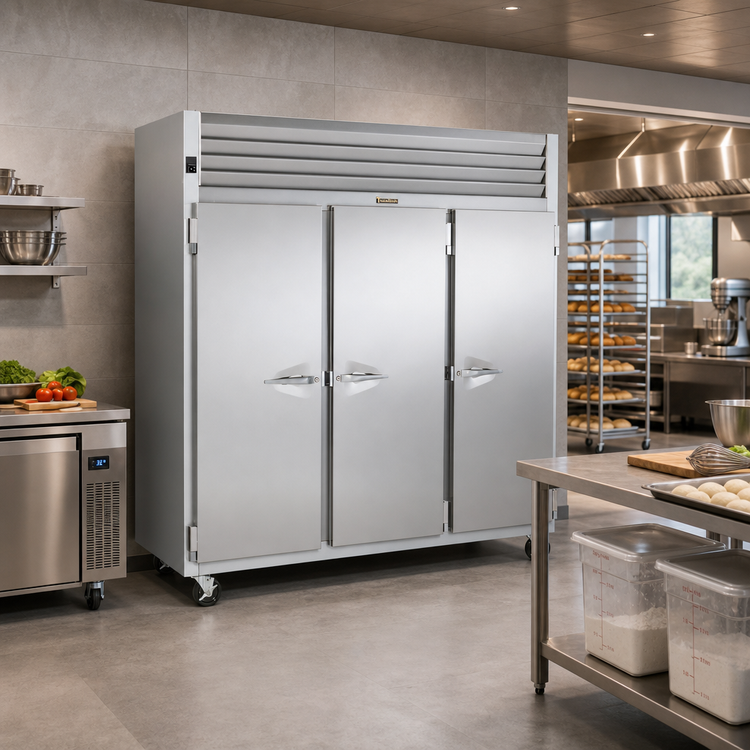 Product image #2 for Traulsen Dealer's Choice G31010 Three-Section Reach-In Freezer with Full-Height Solid Doors, Self-Contained Top-Mounted R-290 Refrigeration, 115V