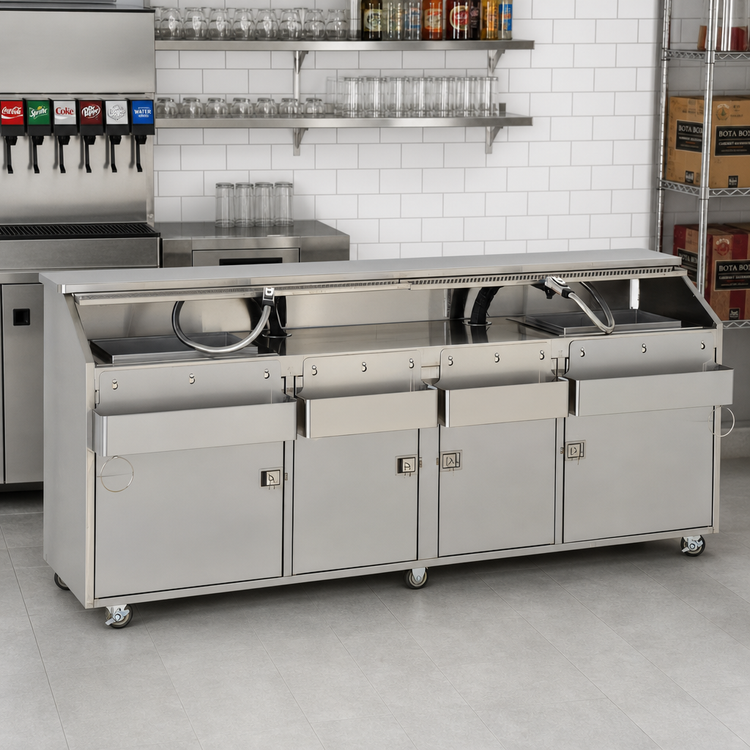 Product image #2 for FWE SBBC-8 8-Foot Weather-All Stainless Steel Mobile Bar for Post-Mix and Bag-in-Box Beverage Service