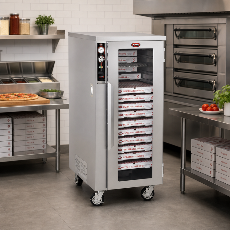 Product image #2 for FWE Mobile Humidified Heated Pizza Holding Cabinet, 30 Pizza Box Capacity