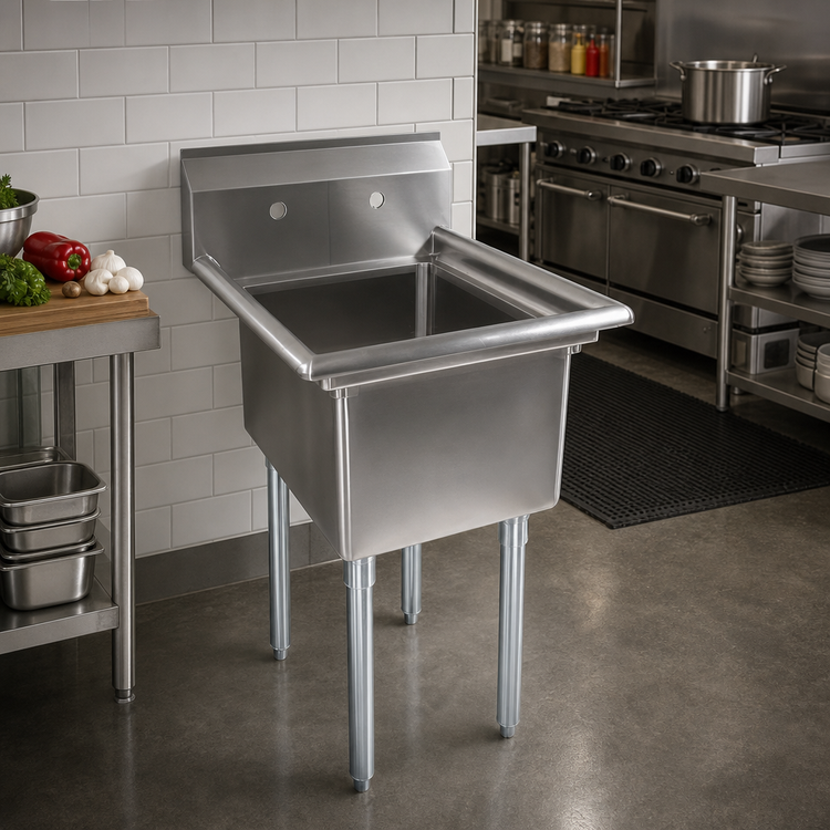 Product image #2 for John Boos E-Series 1-Compartment Stainless Steel Sink with Galvanized Legs and 12-Inch Deep Bowl