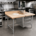 Thumbnail image #2 for John Boos 72-Inch Maple Baker's Table with 3 Drawers, Stainless Steel Base, and 4-Inch Coved Riser