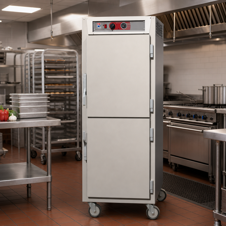 Product image #2 for Metro C5 6 Series Mobile Full-Height Pass-Thru Heated Holding Cabinet with Solid Dutch Doors, Universal Wire Slides, 120V