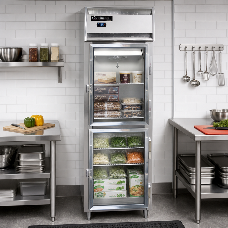 Product image #2 for Continental Refrigerator D1FSNSSGDHD Designer Line One-Section Shallow Depth Reach-In Freezer with Half-Height Glass Doors
