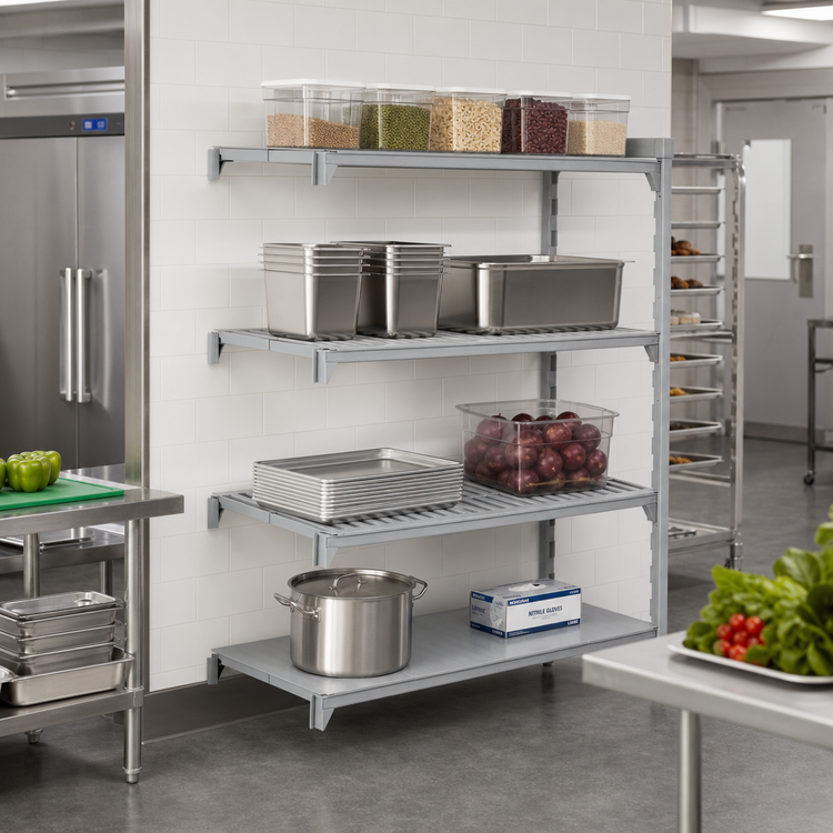 Product image #3 for Camshelving Premium 24" Deep x 54" Wide x 64" High 4-Tier Add-On Polymer Shelving Unit, Vented and Solid