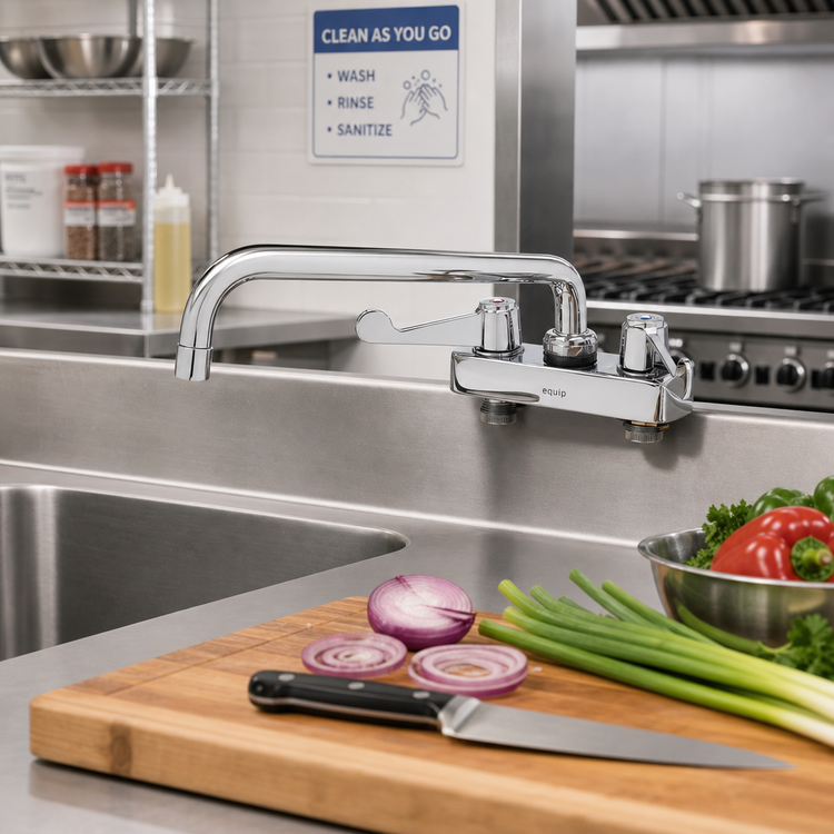 Product image #2 for Equip 4-Inch Centers Deck-Mount Workboard Faucet with 10-Inch Swing Nozzle