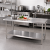 Thumbnail image #2 for Heavy-Duty 48 Inch x 24 Inch Stainless Steel Work Table with Undershelf and Adjustable Bullet Feet