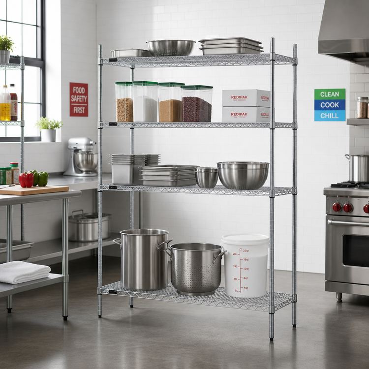 Product image #2 for Eagle Redipak 5-Tier Wire Shelving Unit, 48W x 18D x 74H, Zinc Finish