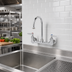 Thumbnail image #2 for Wall Mount Commercial Faucet with 8 Inch Adjustable Centers, 6 Inch Swivel Gooseneck Spout, and 0.35 GPM Spray Device