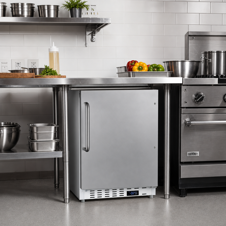 Product image #3 for Summit Commercial 1-Section Undercounter All-Freezer, 2.68 Cu. Ft., Stainless Steel, Solid Reversible Door