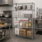 Thumbnail image #2 for Quantum WR74-3072C Stationary Chrome Wire Shelving Starter Kit, 72W x 30D x 74H, 4 Shelves