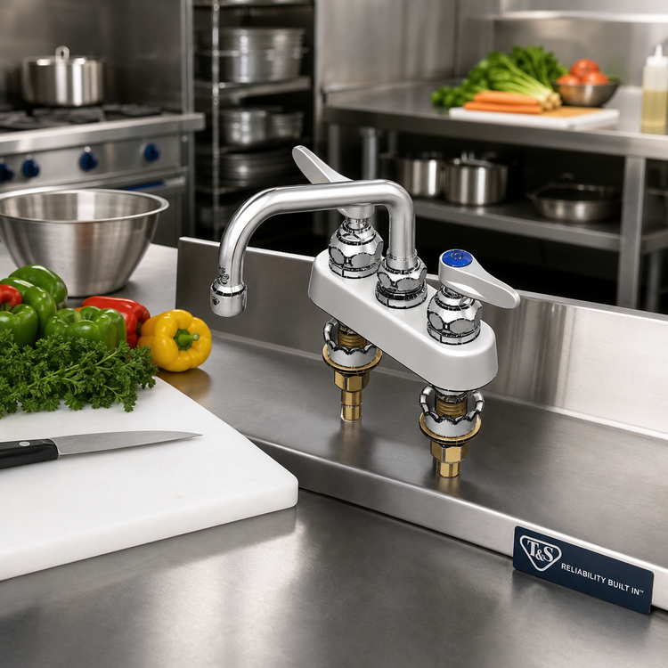 Product image #2 for T&S Brass B-1110-XS Deck-Mounted Workboard Faucet with Quarter-Turn Eterna Cartridges