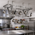 Thumbnail image #2 for Eagle Group Ceiling-Mounted Triple-Bar Stainless Steel Pot Rack with 18 Hooks