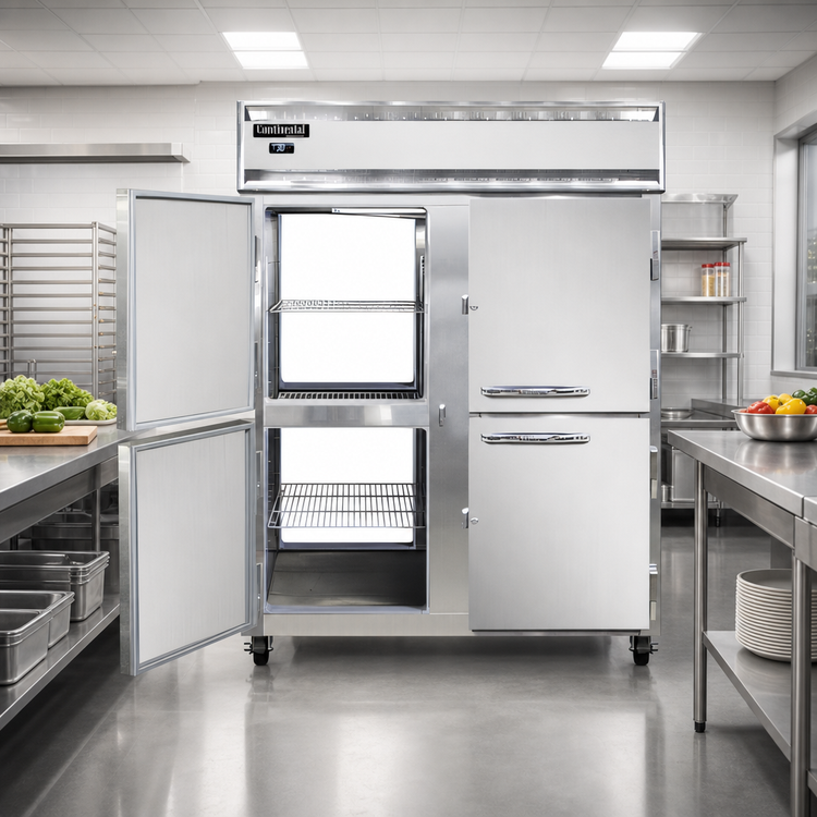Product image #2 for Continental Refrigerator 2FENSAPTHD Two-Section Extra-Wide Pass-Thru Freezer with Half-Height Solid Doors