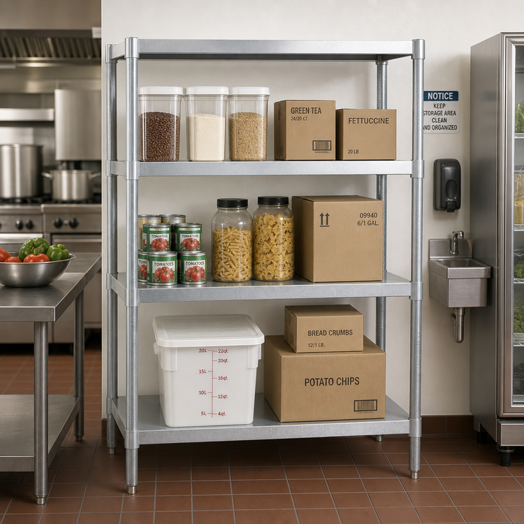 Product image #2 for BK Resources VSU5-6724 Dry Storage Shelving Unit, 67 in W x 24 in D x 60 in H, 3 Adjustable Shelves, Galvanized