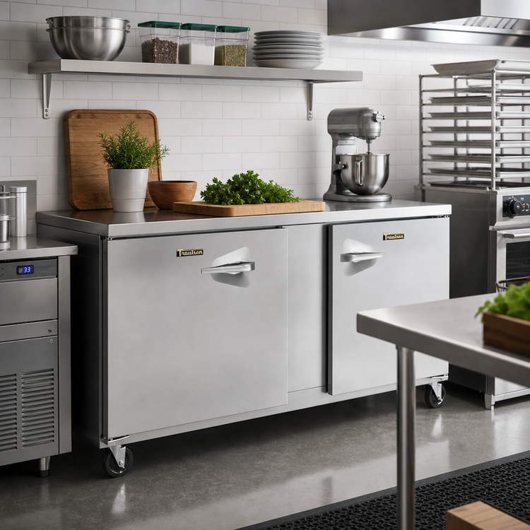 Product image #2 for Traulsen Dealer's Choice 60-Inch Two-Section Reach-In Undercounter Freezer with Solid Left/Left Doors and R290 Self-Contained Refrigeration