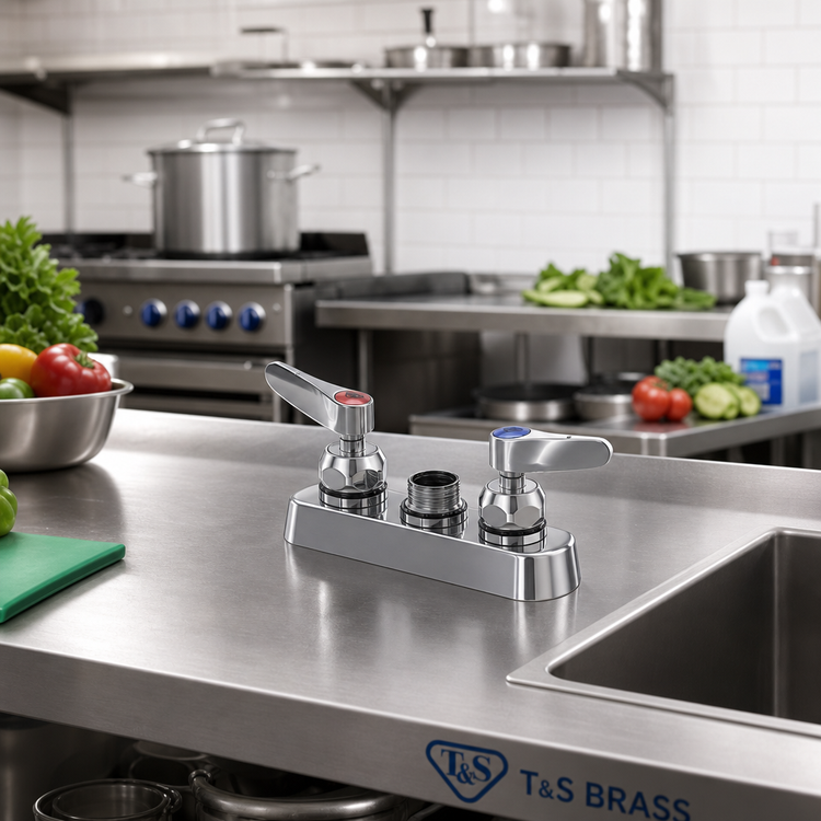 Product image #2 for T&S Brass Workboard Mixing Faucet, 4-Inch Centers, Deck Mount, Less Nozzle