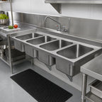 Thumbnail image #2 for Eagle Group FDI-12-14-9.5-4 Four-Compartment Weld-In Sink, 12" x 14" x 9-1/2" Bowls, 20-Gauge 304 Stainless Steel