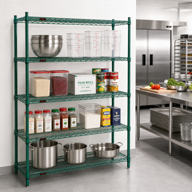 Product image #2 for Eagle Valu-Gard Quad-Adjust 4-Tier Stationary Wire Shelving Starter Unit, 60-Inch W x 24-Inch D x 74-Inch H