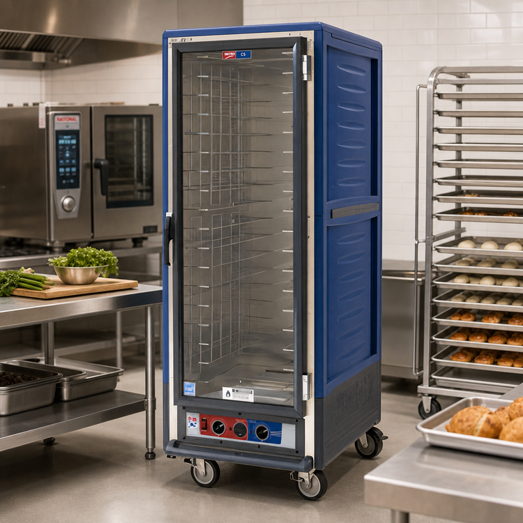 Product image #2 for Metro C5 3 Series Blue Insulation Armour Mobile Full-Height Moisture Heated Holding and Proofing Cabinet with Lip Load Slides, 35-Pan, 120V