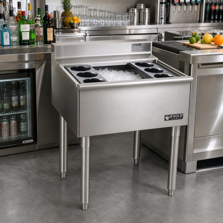 Product image #2 for Eagle 1800 Series 24-Inch Underbar Cocktail Unit with 12-Inch Insulated Ice Bin and 7-Circuit Cold Plate